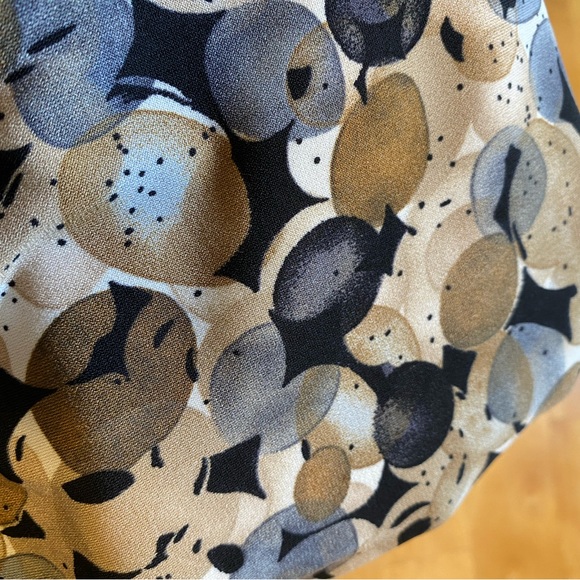 Connected Apparel Cap Sleeve Mock Wrap Dress Tan dots - Picture 13 of 16